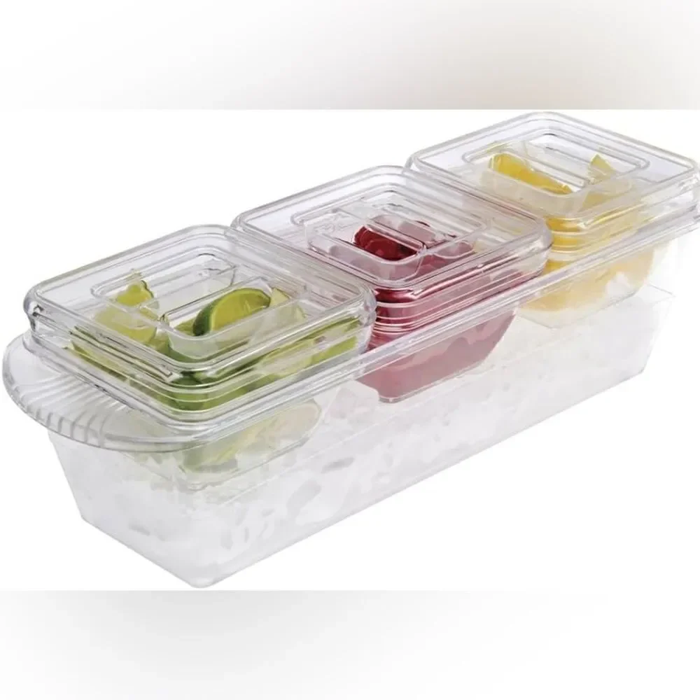 Creative Wear Party Dish 3 Separate Compartments/An Area for Ice & Condensation